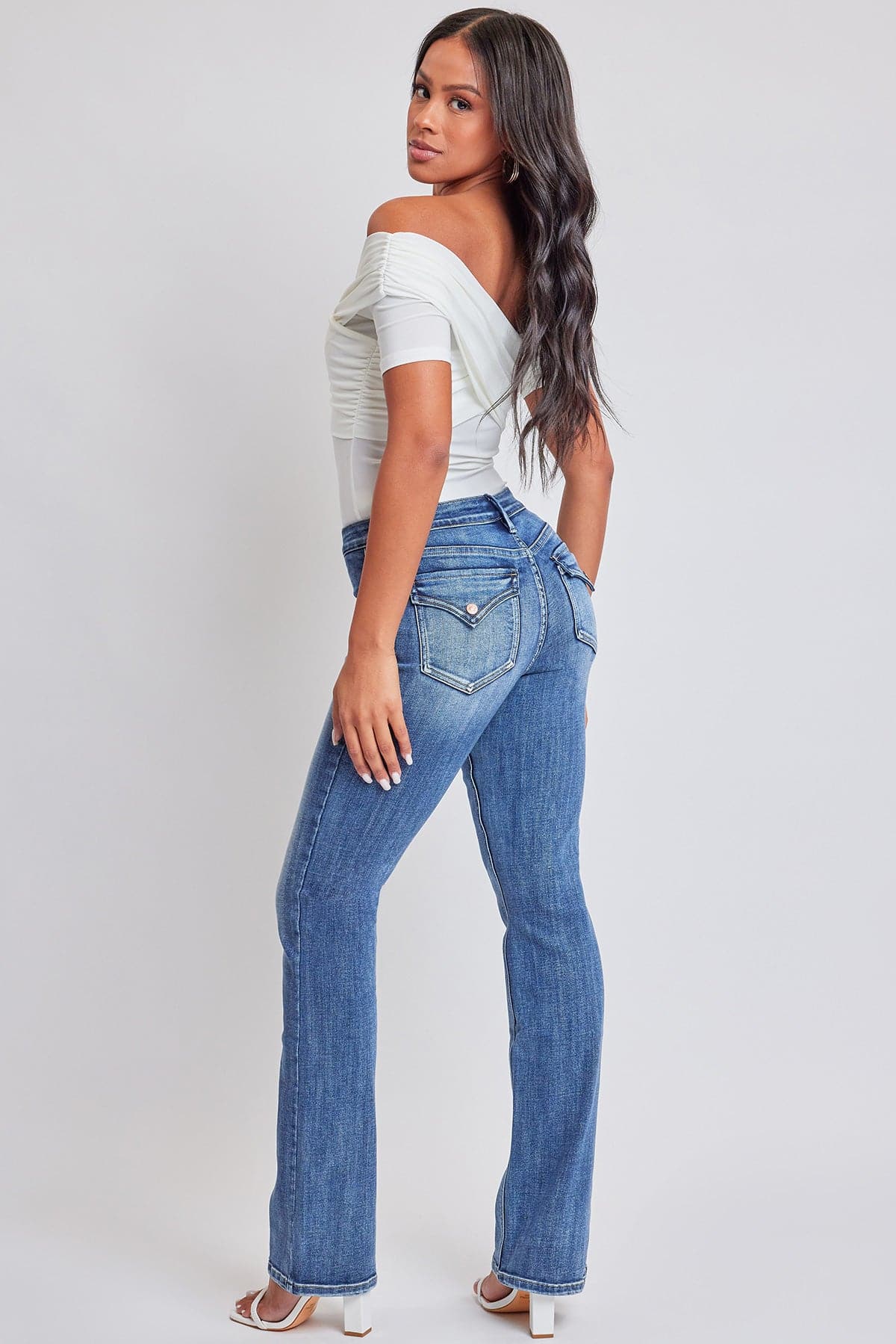 Women's Bootcut Jeans with Flap Pockets YMI JEANS
