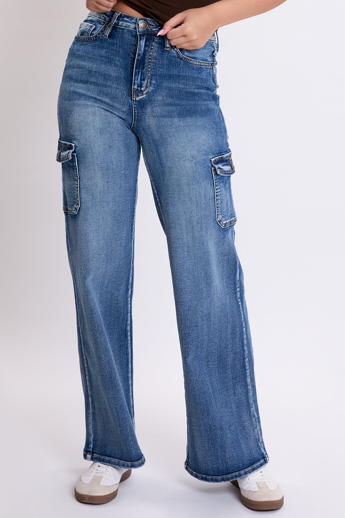 Women's Skater Cargo Wide Leg Jeans Denim YMI JEANS