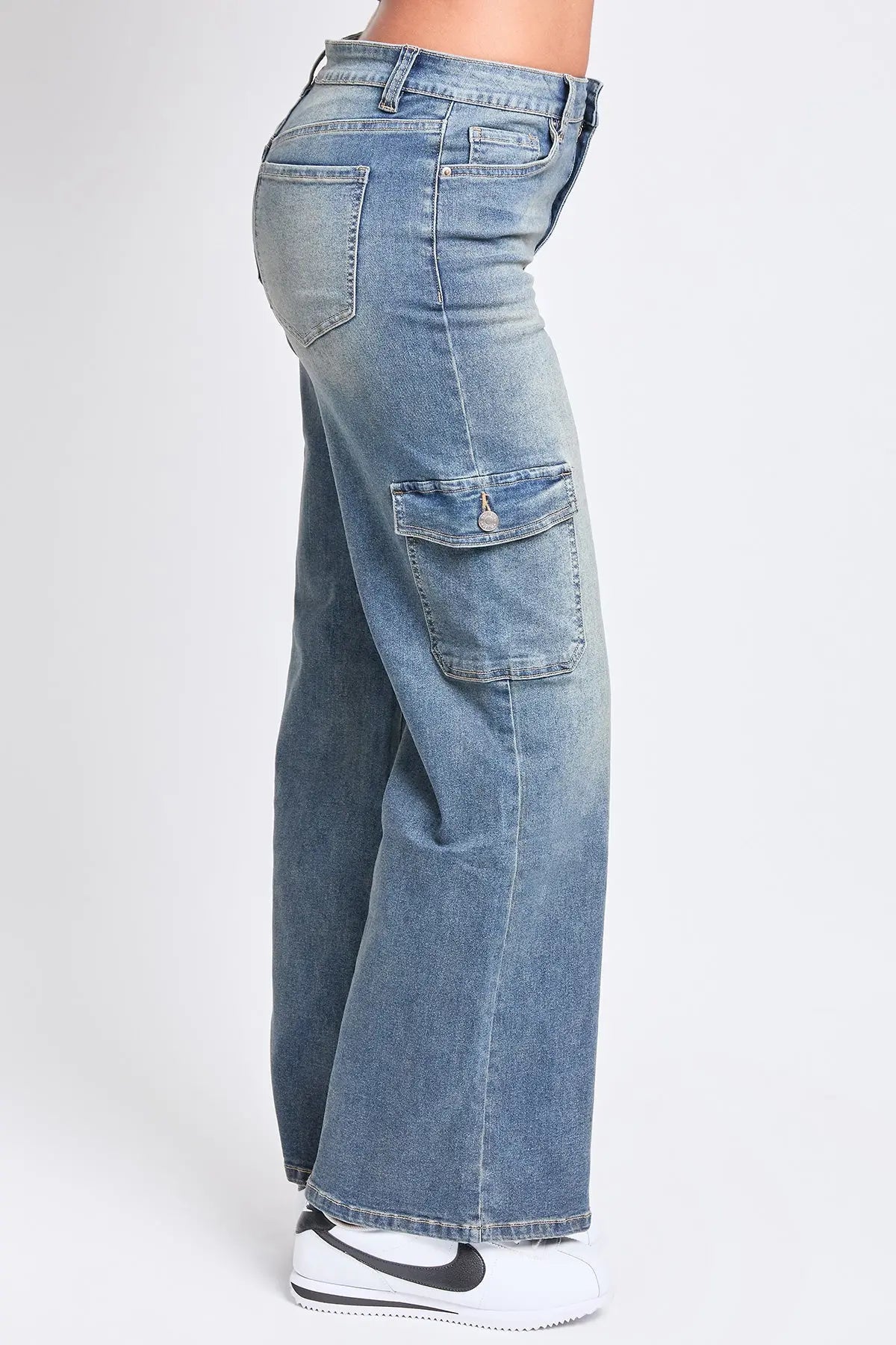 Women's High Rise Wide Leg Skater Cargo Jeans YMI JEANS