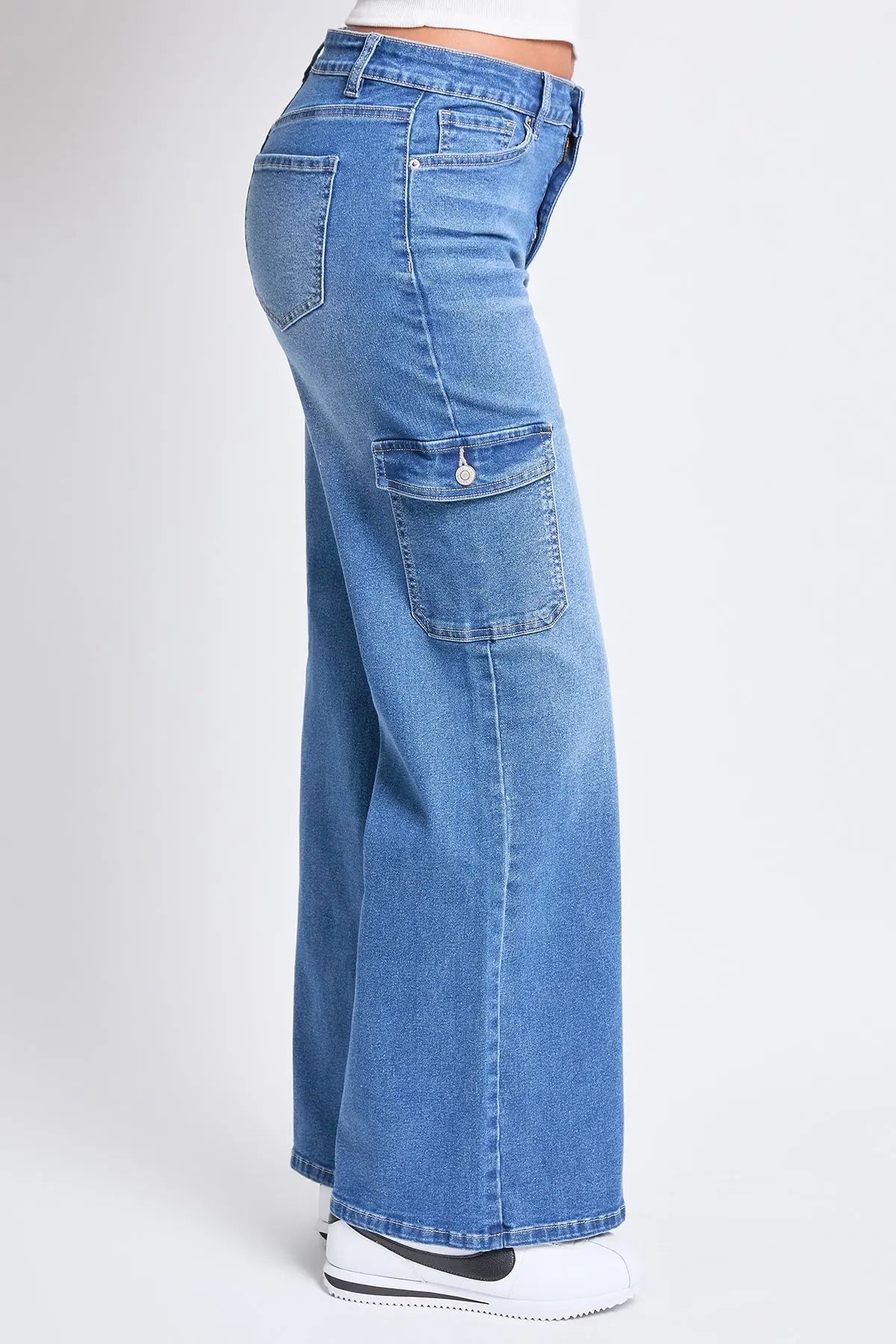 Women's High Rise Wide Leg Skater Cargo Jeans YMI JEANS