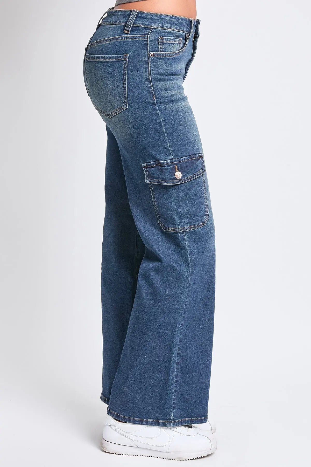 Women's High Rise Wide Leg Skater Cargo Jeans YMI JEANS