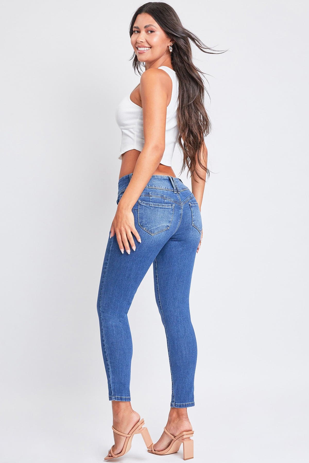 Women's Sustainable WannaBettaButt 3 Button Skinny Jeans YMI JEANS