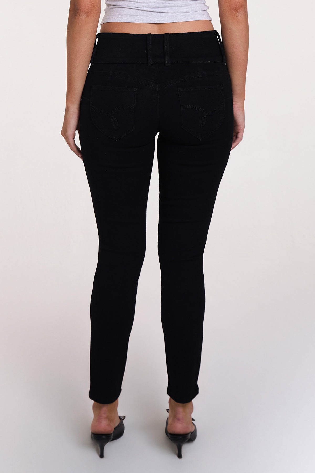 Jeans - WannaBettaButt - Mid Rise 3-Button Skinny by YMI JEANS - Full View