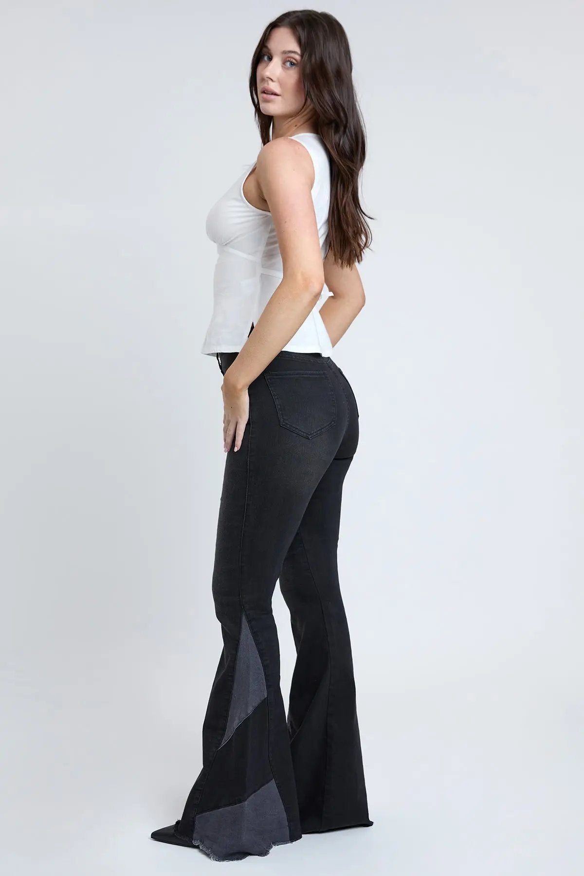 Women's Sustainable Block Panel Flare Jeans - Love Salve