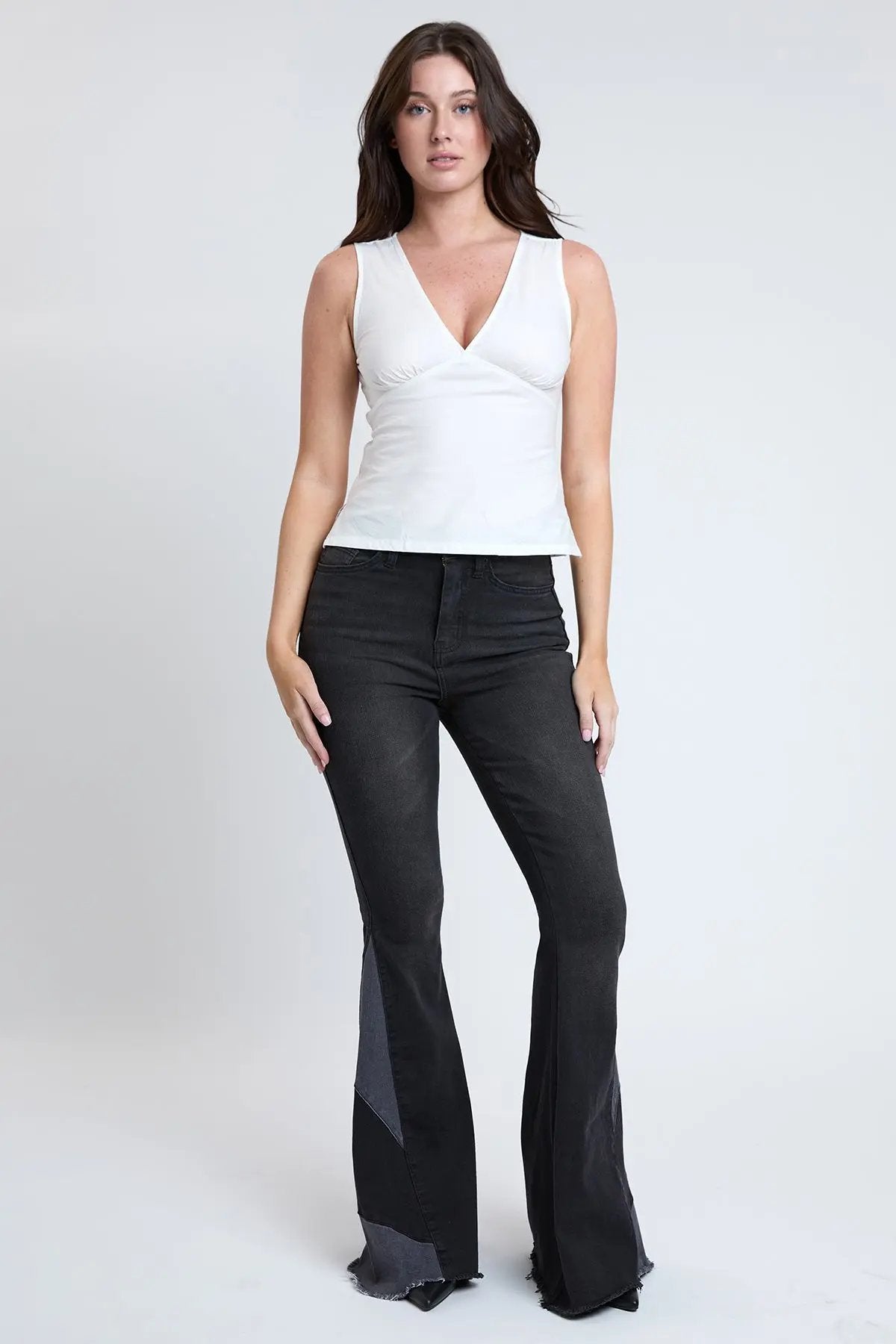 Women's Sustainable Block Panel Flare Jeans - Love Salve
