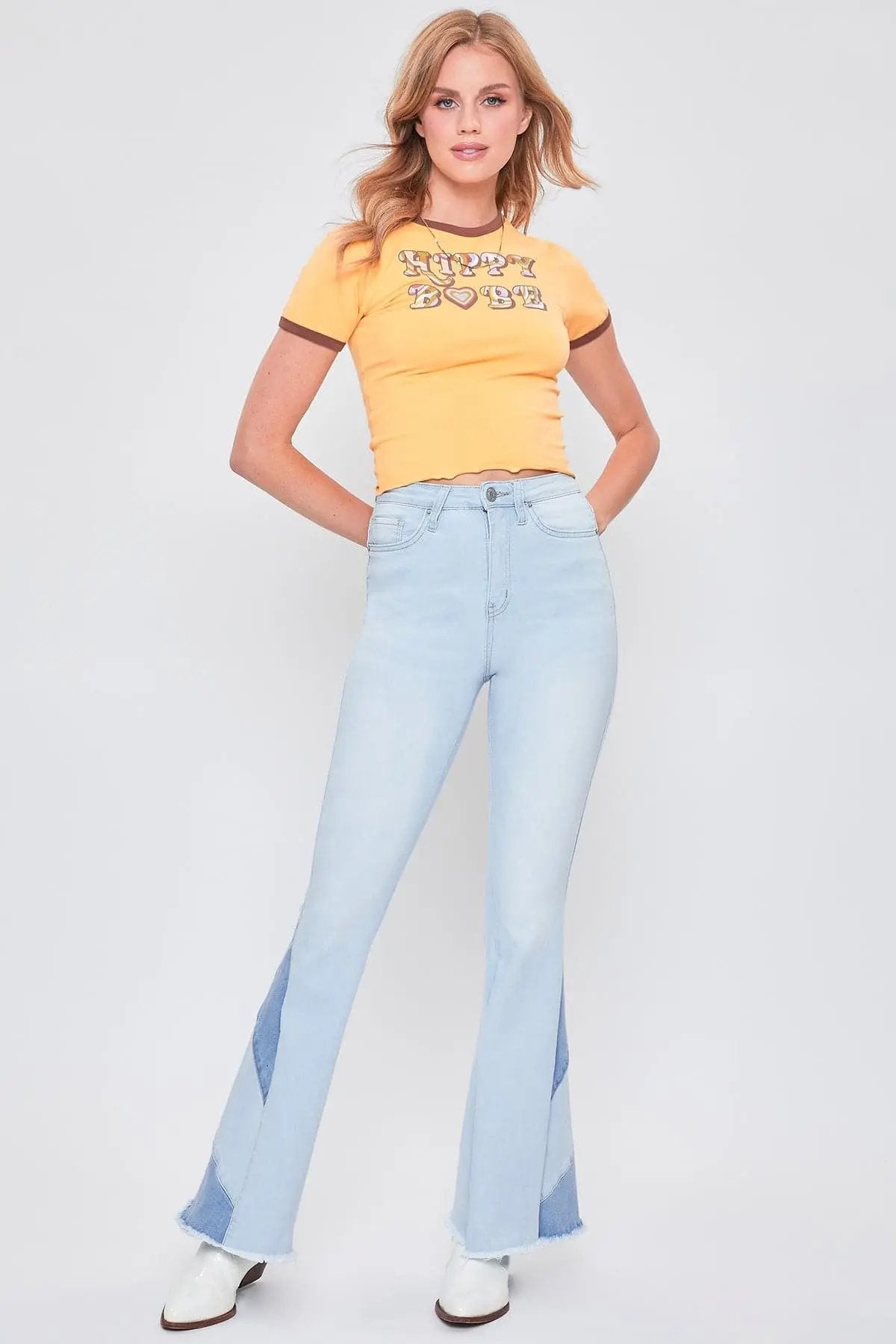 Women's Sustainable Block Panel Flare Jeans - Love Salve