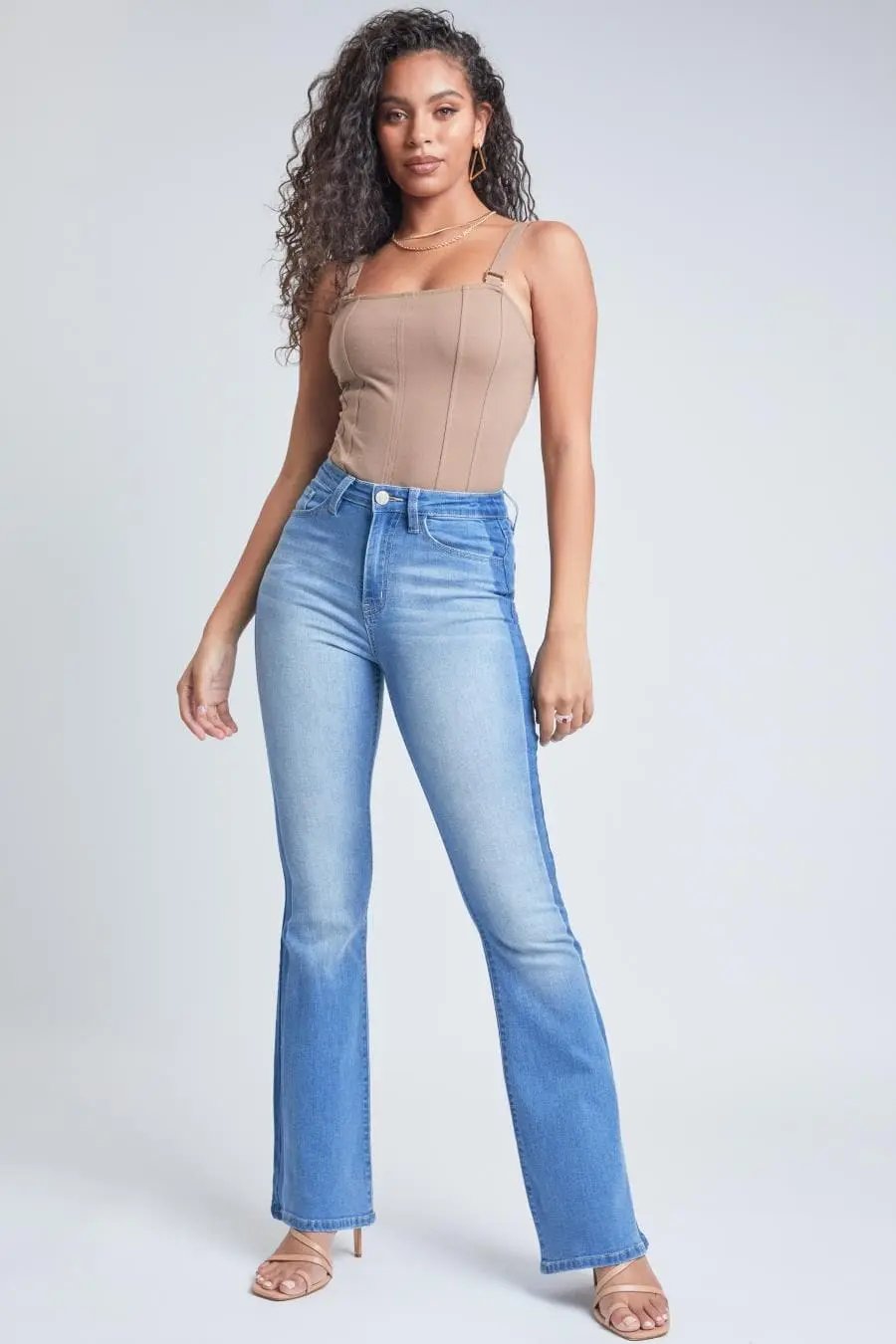 Women's  Flare Jeans With Shadow Side Panel - Love Salve