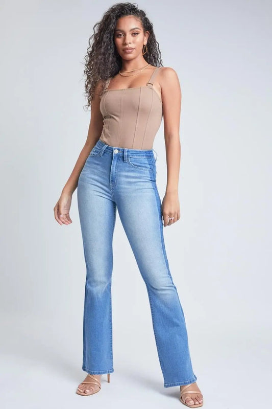 Women's  Flare Jeans With Shadow Side Panel - Love Salve