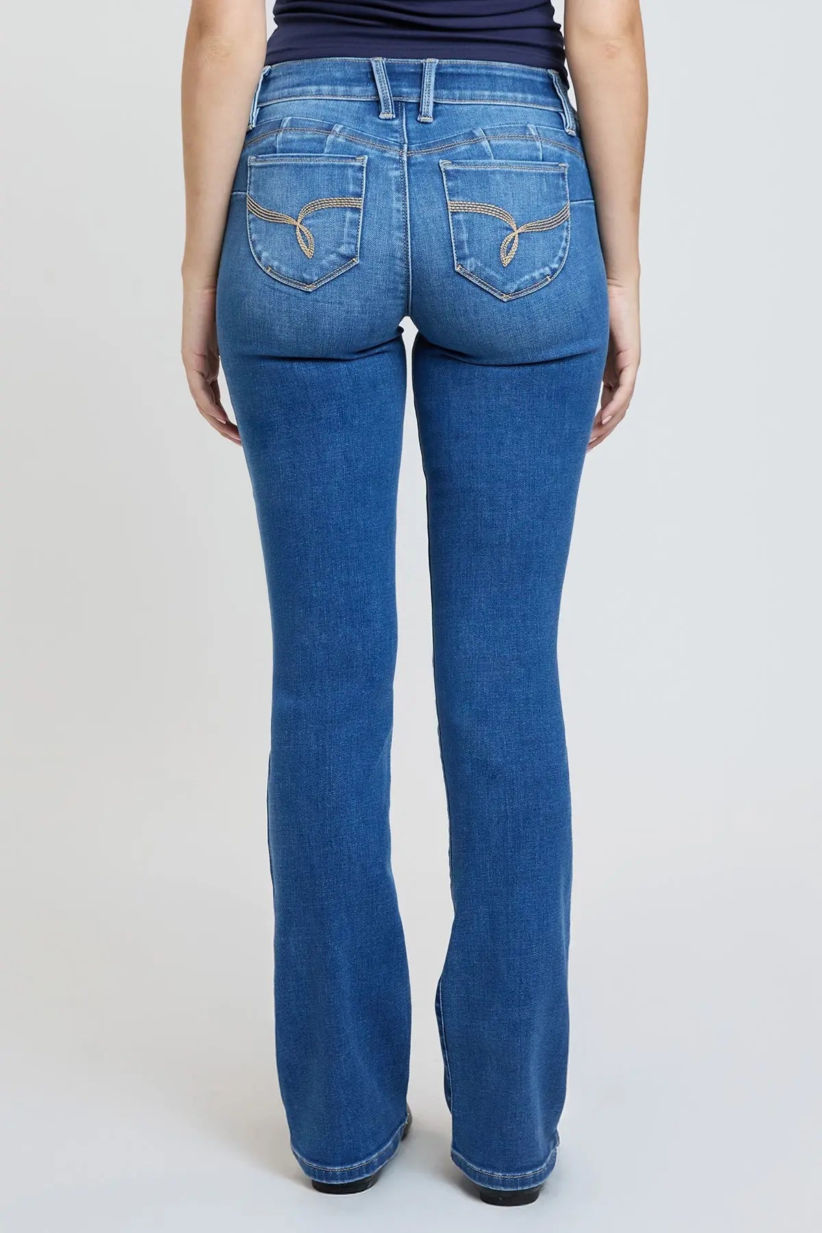 Women's Luxe Mid Rise WannaBettaButt Bootcut Jeans YMI JEANS