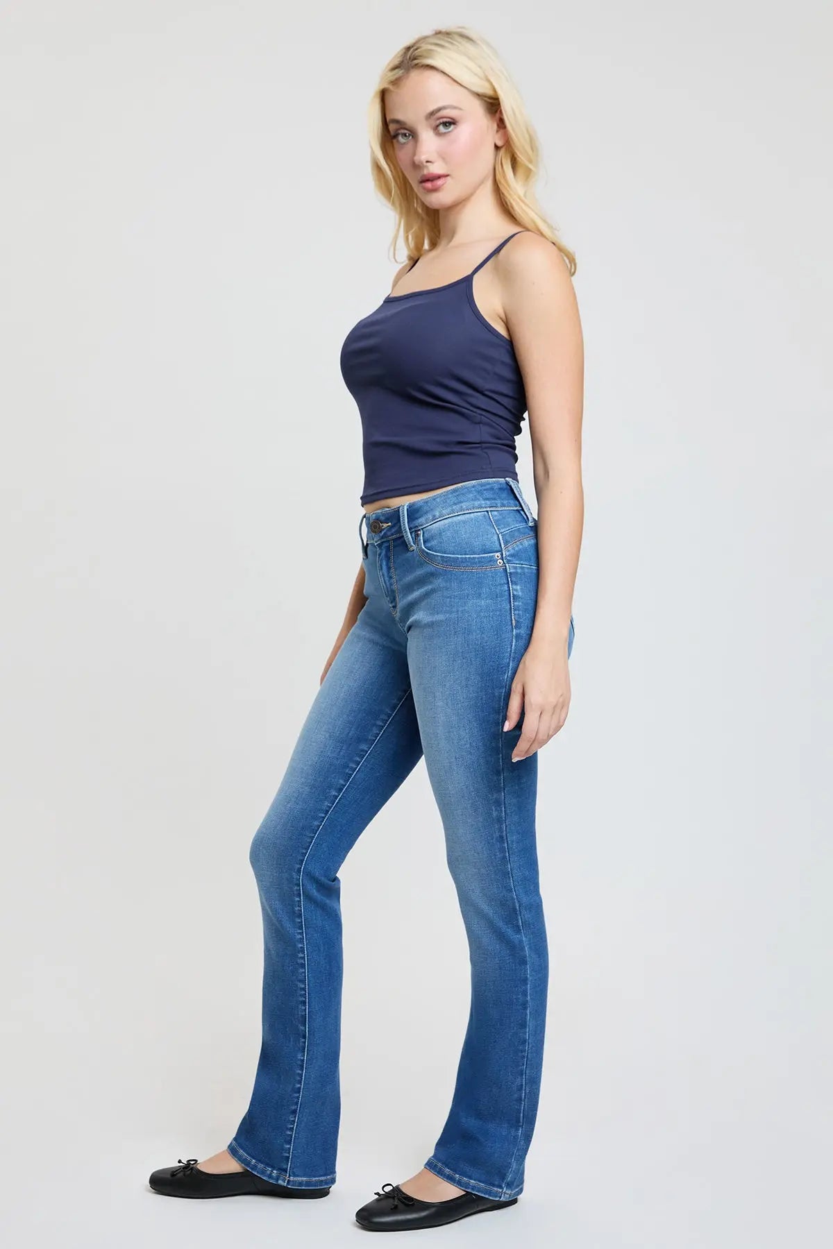 Women's Luxe Mid Rise WannaBettaButt Bootcut Jeans YMI JEANS