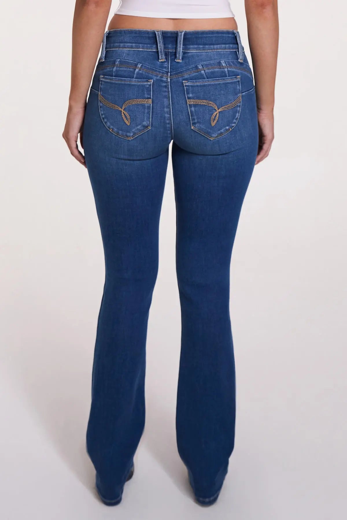 Women's Luxe Mid Rise WannaBettaButt Bootcut Jeans YMI JEANS