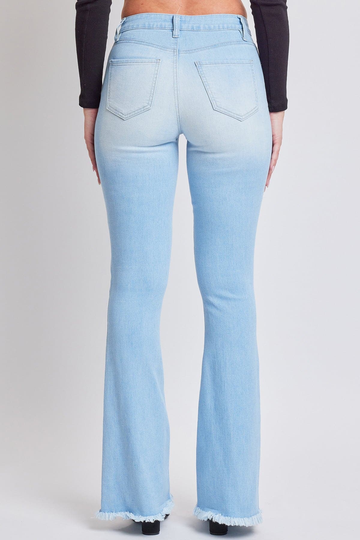 YMI JEANS Women's Essential  Super Flare High Rise Jeans-Long Inseam - Close Up