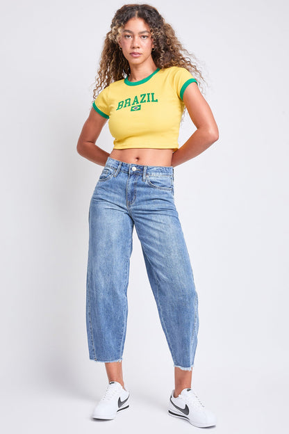 YMI Jeans: Baggy Cropped Frayed Jeans