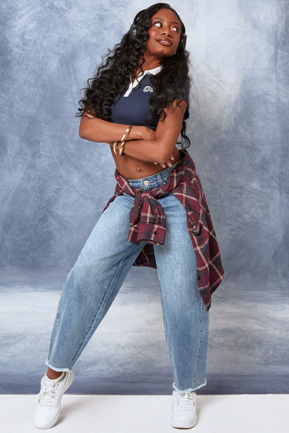 YMI Jeans: Baggy Cropped Frayed Jeans