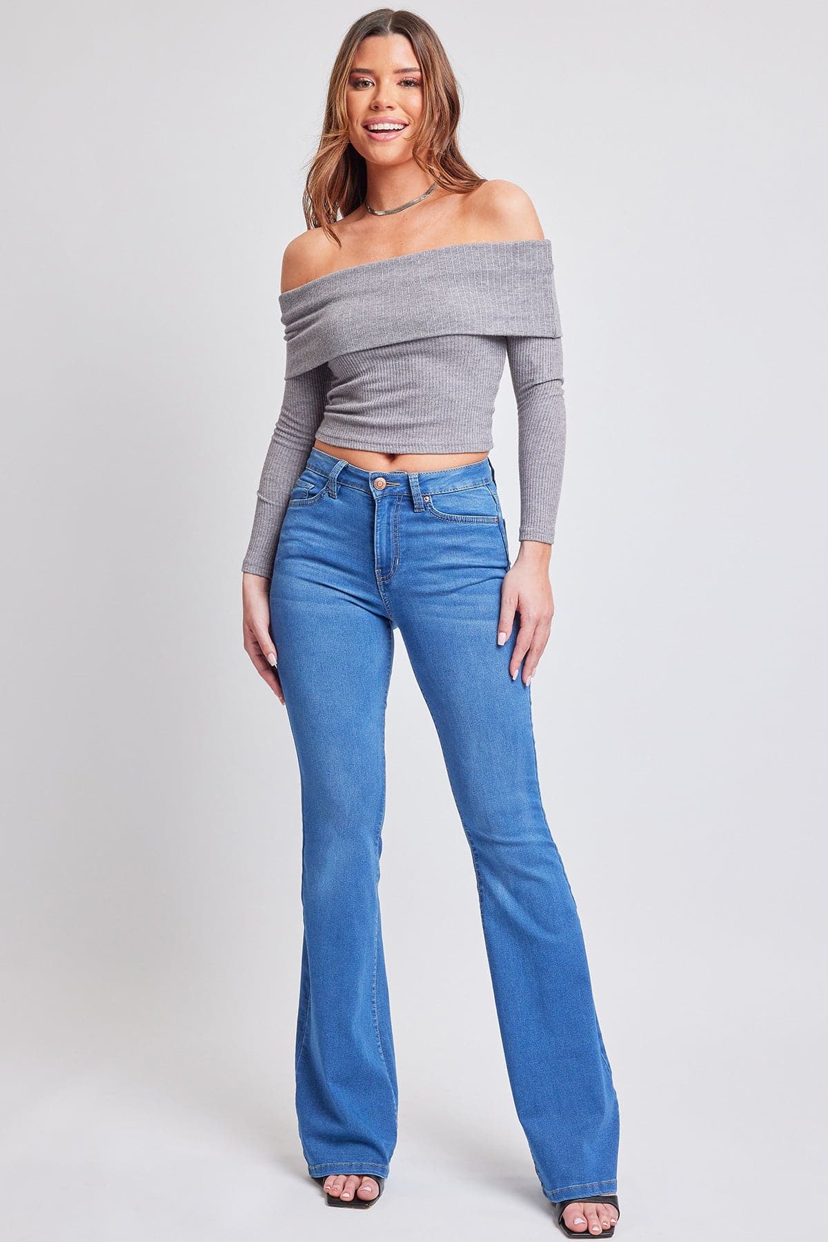 YMI JEANS Women's Essential Hyperdenim Flare Jeans - Full View