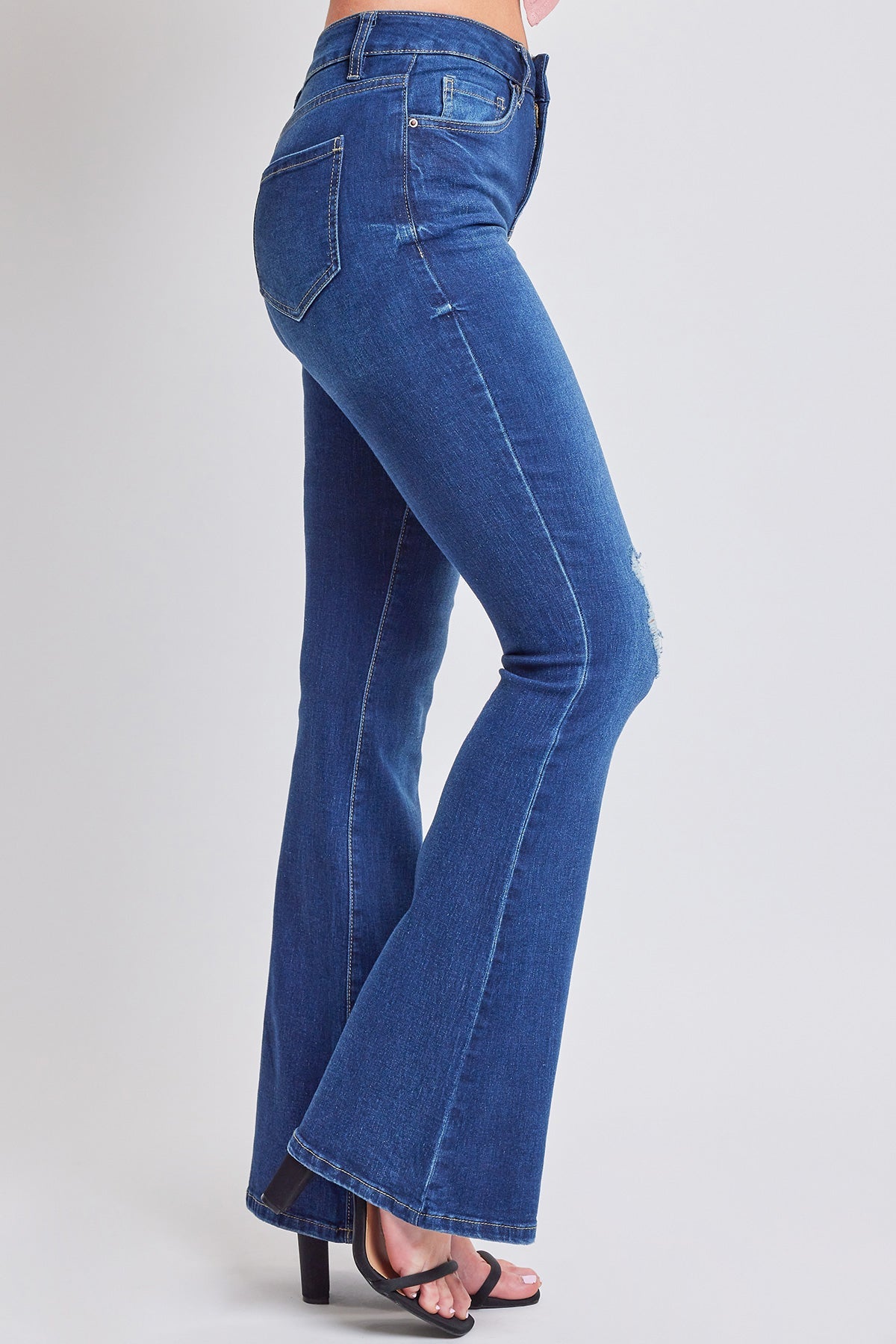 YMI JEANS Women's Essential Flare Jeans - Long Inseam - Detail View