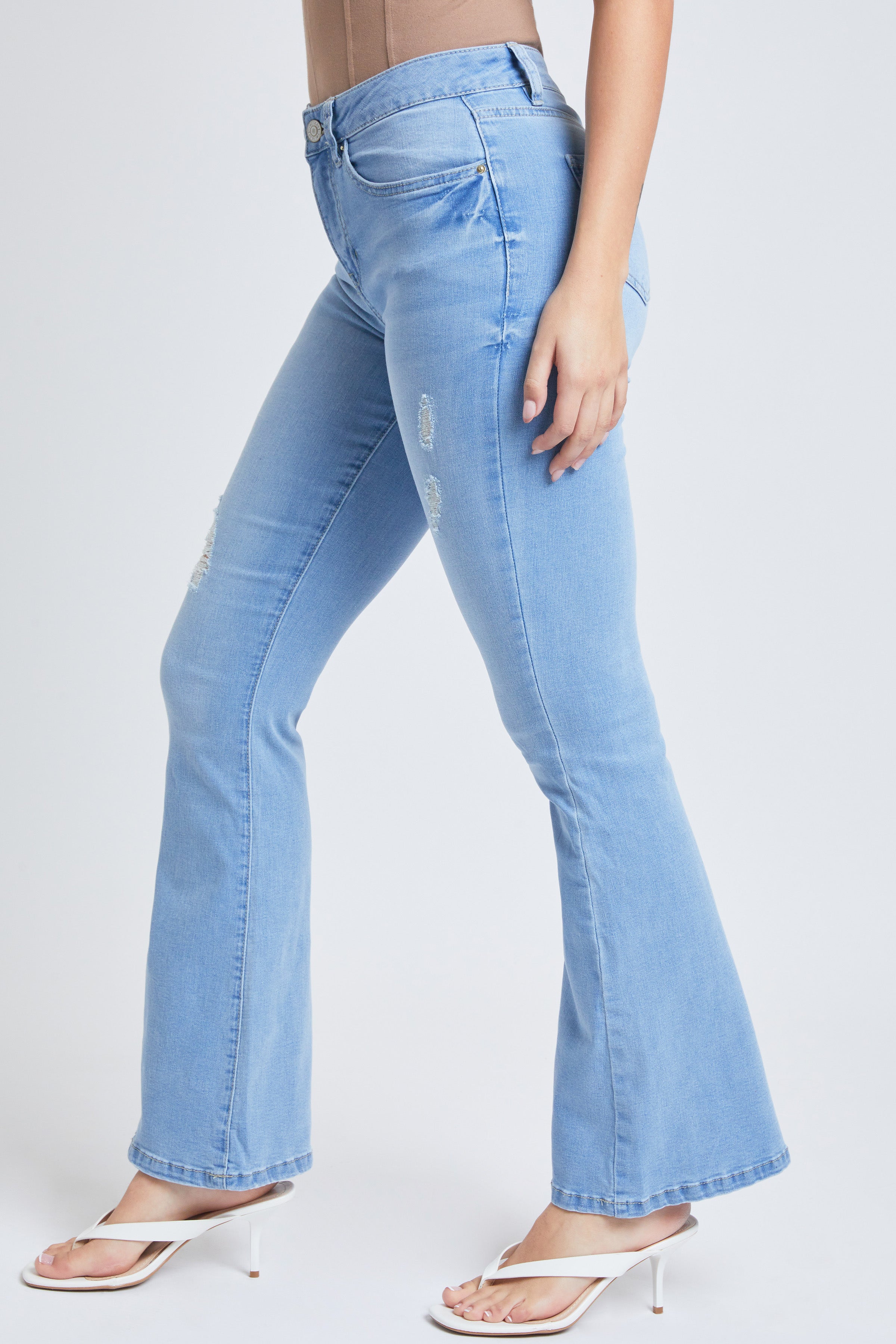 Women's Essential Distressed Flare Jeans-Distressed YMI JEANS