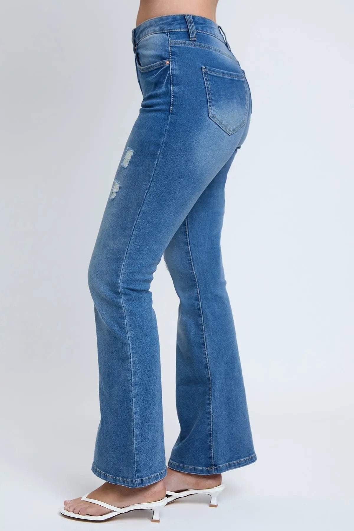 Women's Essential Distressed Flare Jeans-Distressed YMI JEANS