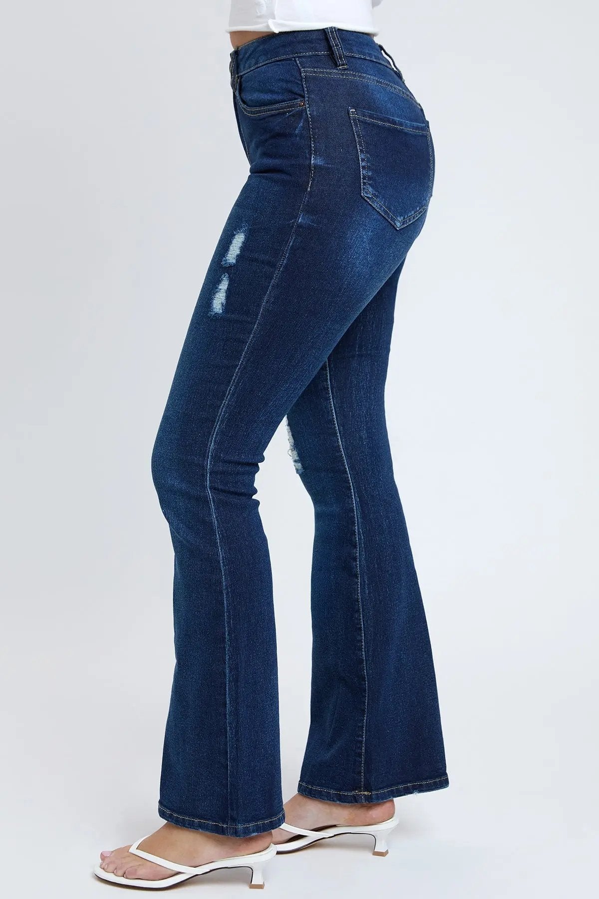 Women's Essential Distressed Flare Jeans-Distressed YMI JEANS