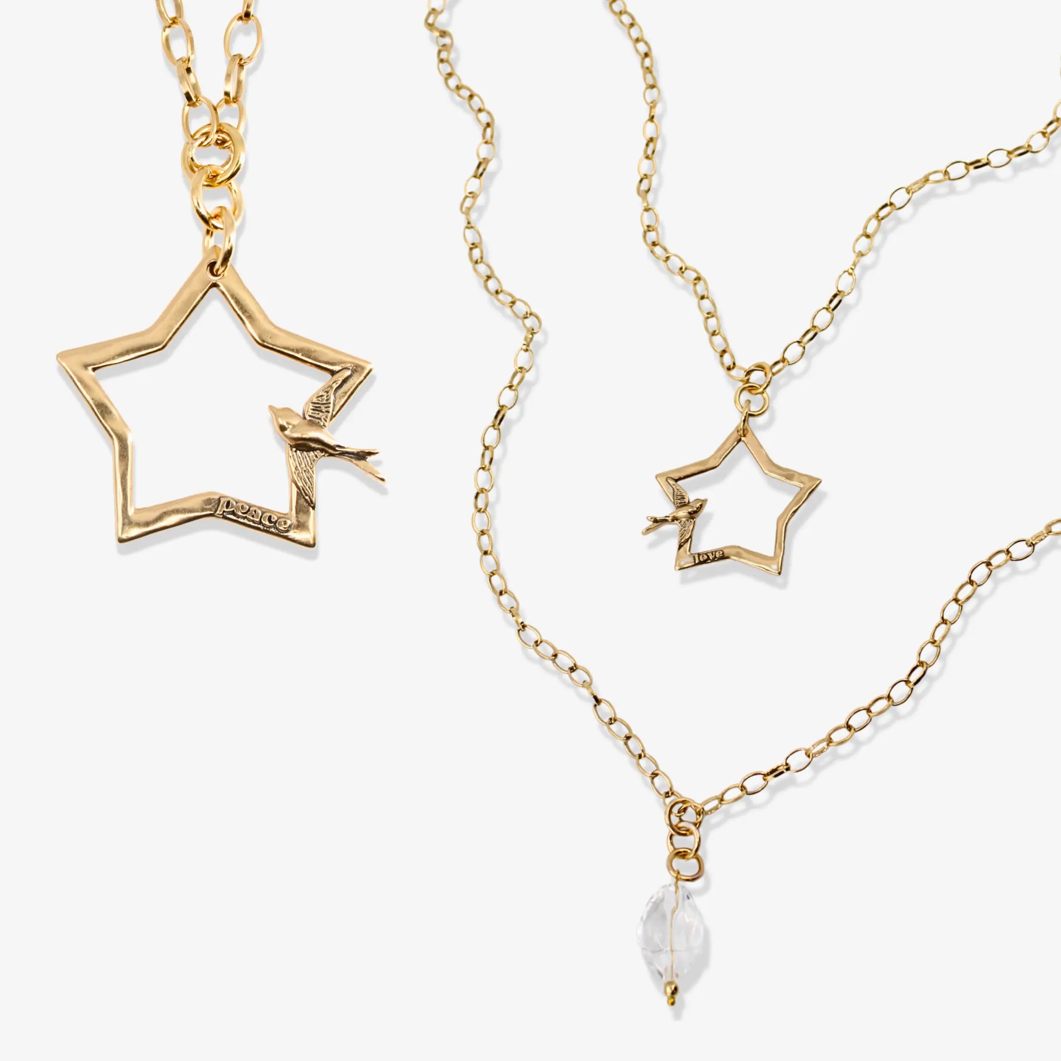 Peace & Love Star and Bird Original Lite Necklace Katia Designs