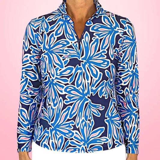Katherine Way Anna Maria Pullover Quarter Zip Beach Palm Katherine Way