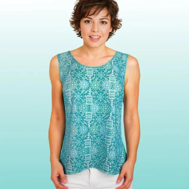 Cambridge Tank Top Peace Love Pickleball Aqua Tides Katherine Way