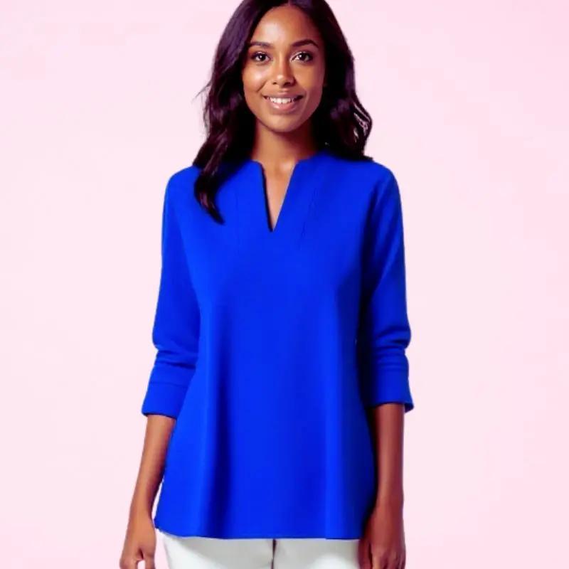 Boca Tunic Top Cobalt Elegant Everyday Wear Versatile Katherine Way