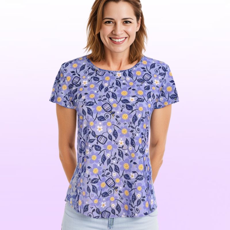 Fenwick Crew Neck Tee In Pickleball Garden Lilac Performance