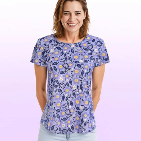 Fenwick Crew Neck Tee In Pickleball Garden Lilac Performance Katherine Way