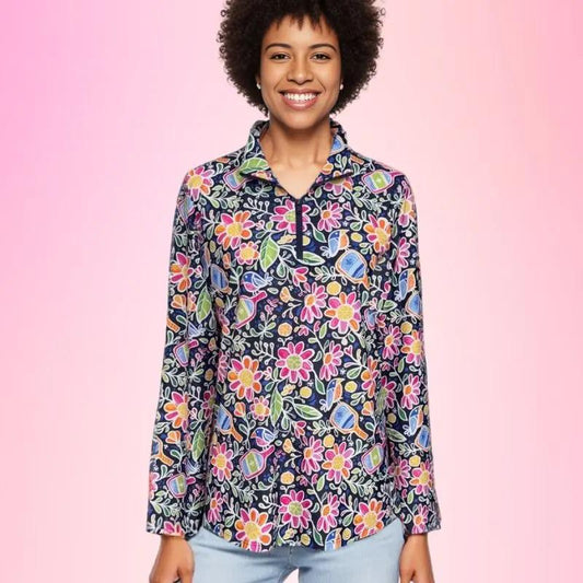 Katherine Way Anna Maria Pullover Quarter Zip Pickle Me Pink Katherine Way