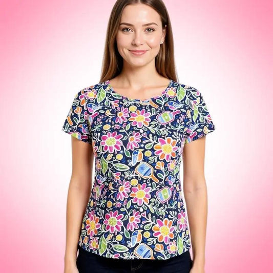 Fenwick Crew Neck Tee Pickle Me Pink Navy Activewear Katherine Way