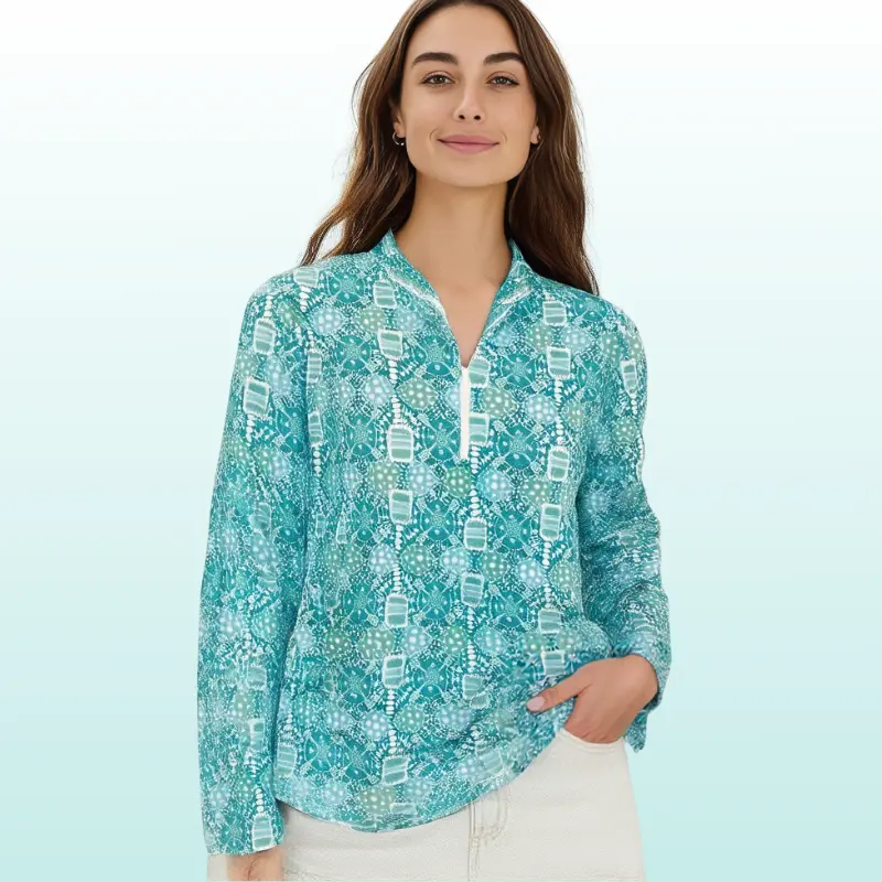 Anna Maria Pullover Peace Love Pickleball Aqua Tides by K... Katherine Way