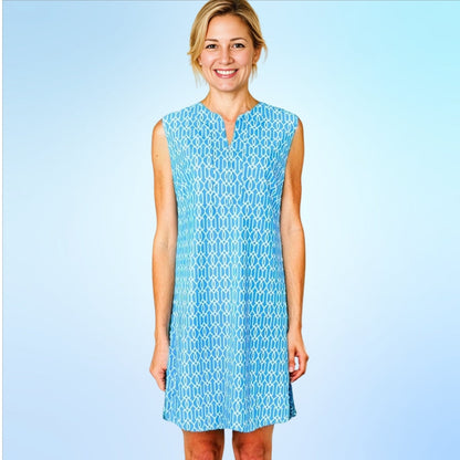Hampton Sleeveless Tunic Dress Cupid Arrow Blue White