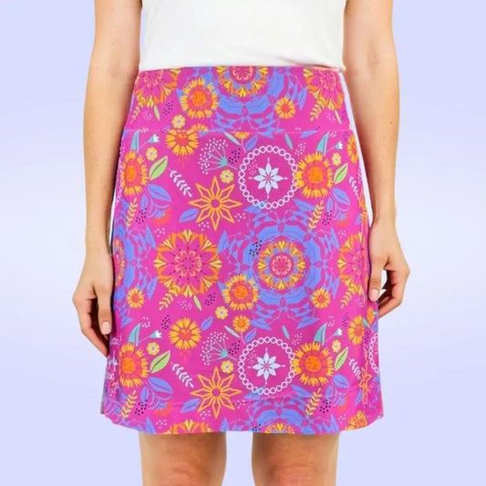 Kiawah Country Club Skort Wild Wildflowers Periwinkle Pink Katherine Way