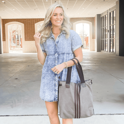 Kelly Canvas Tote Bag with Adjustable Strap and Double Top Handles - Love Salve 