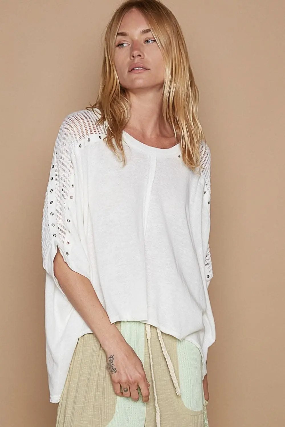 POL Eyelet Detail Studded High-Low Top - Love Salve 