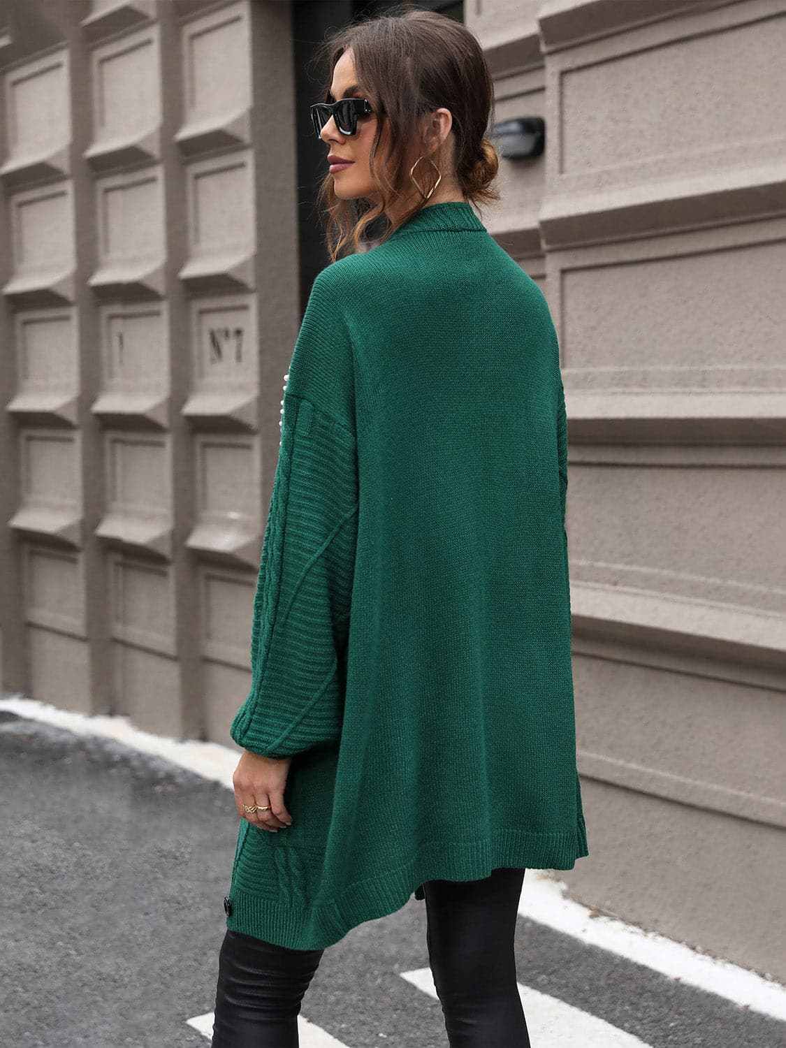 Pearl Detail Cable-Knit Cardigan - Love Salve 