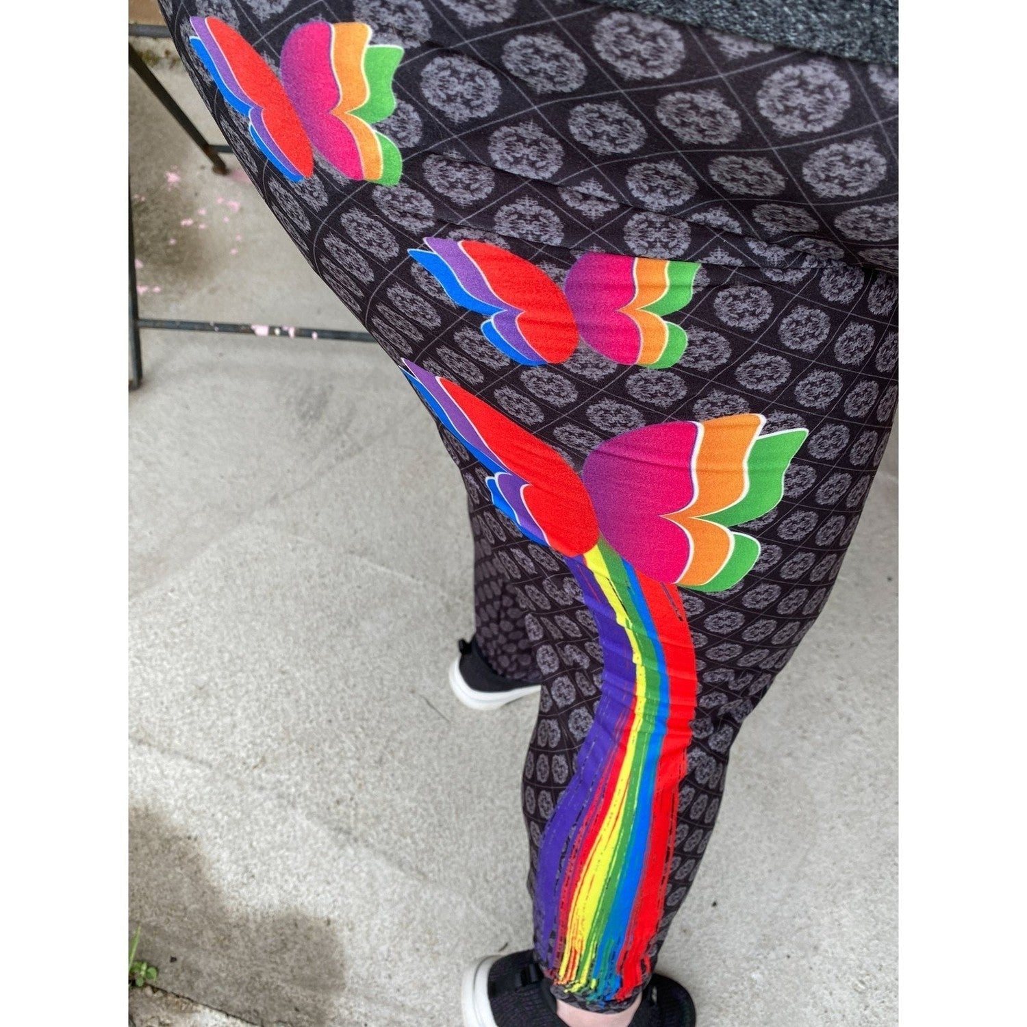 Butterfly Trail Rainbow Leggings with a Pocket on one Side MM