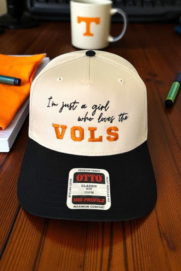 Vols Im Just A Girl Who Loves The Vols Embroidered Hat Natural Black Nash Grey Wholesale