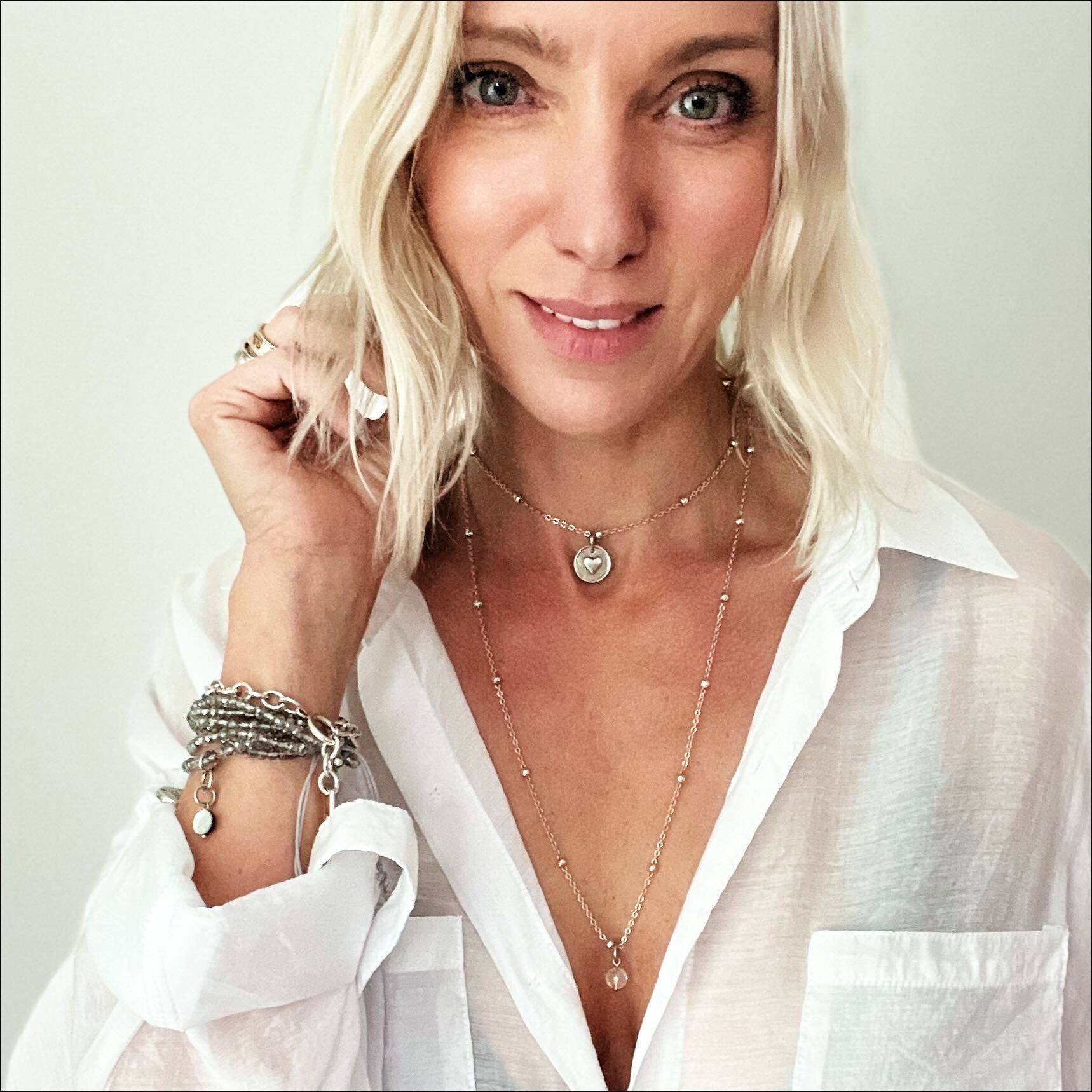 I Am Enough Heart Dainty Necklace With 36 Brass Chain Pendant Black Lip Pearl Katia Designs