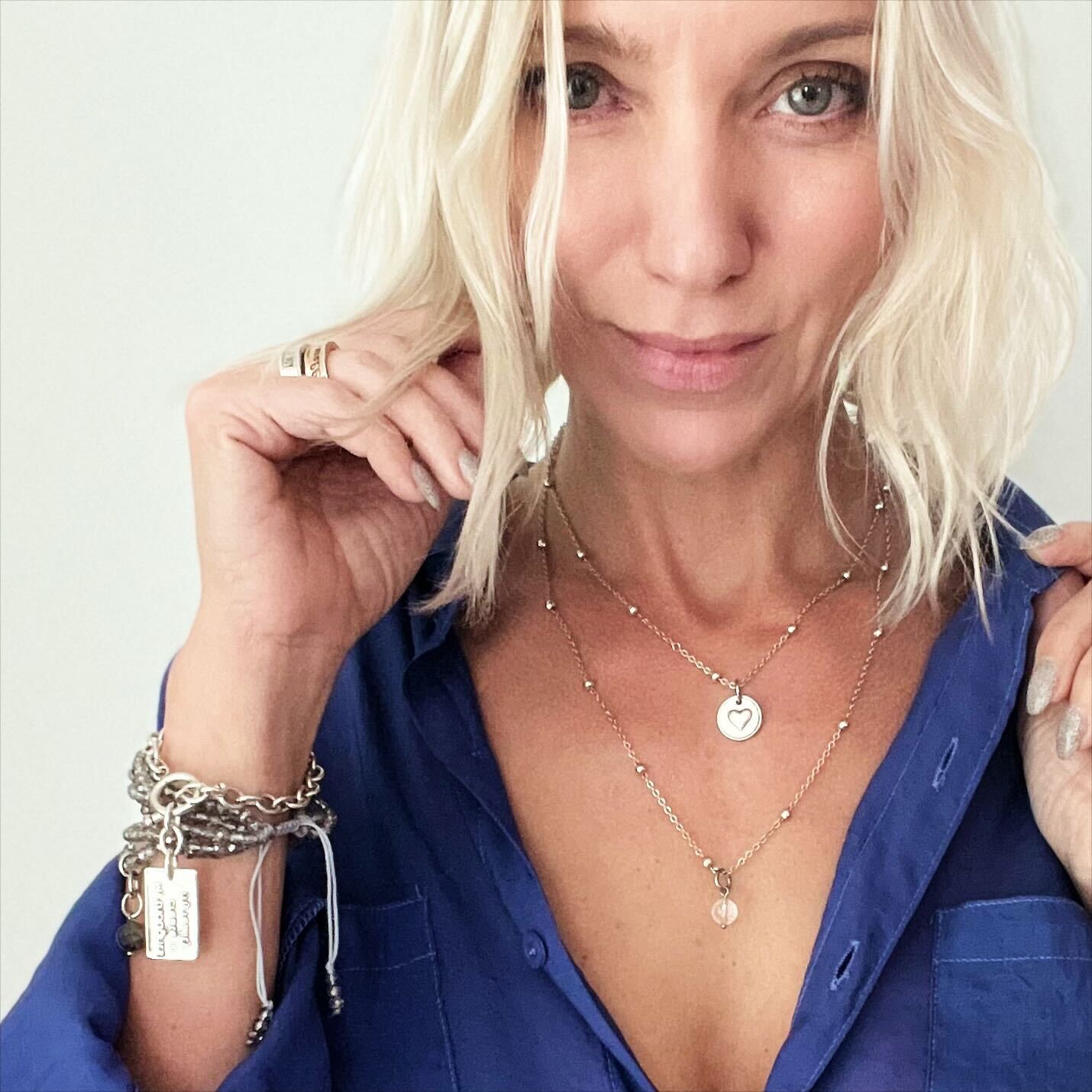 I Am Enough Heart Dainty Necklace With 36 Brass Chain Pendant Black Lip Pearl Katia Designs