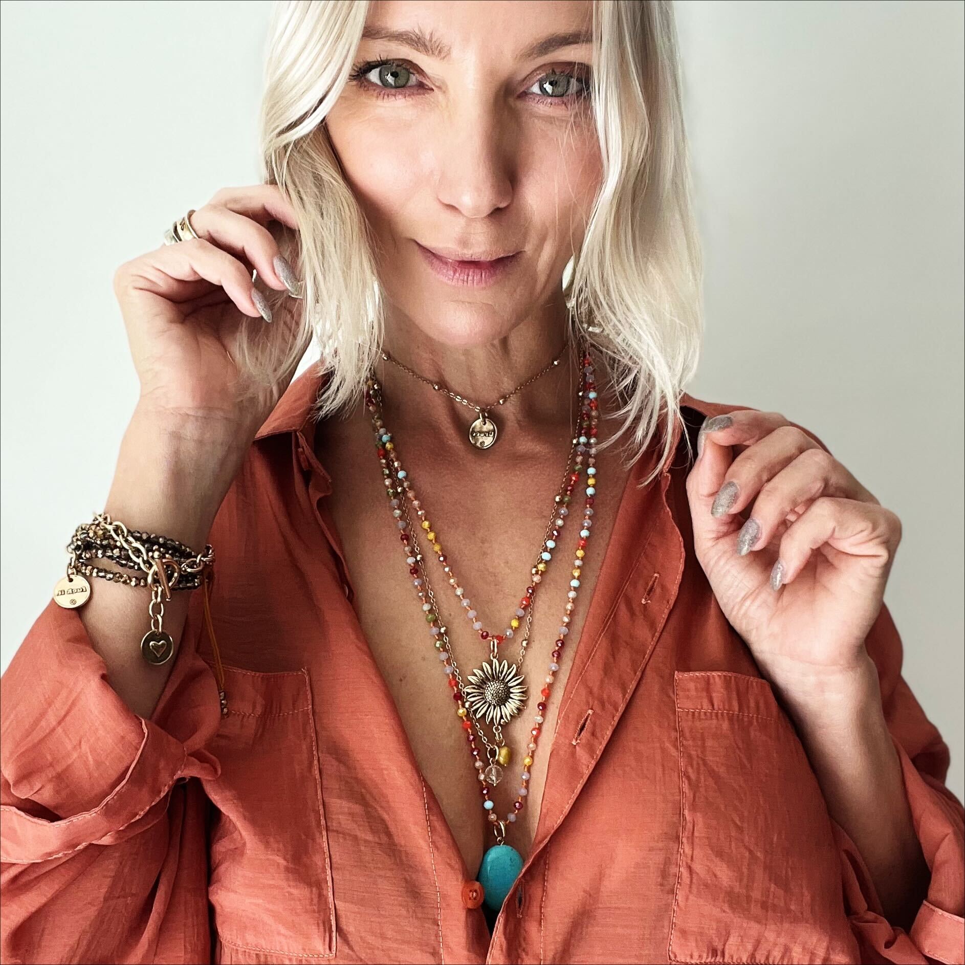 I Am Enough Heart Dainty Necklace With 36 Brass Chain Pendant Black Lip Pearl Katia Designs