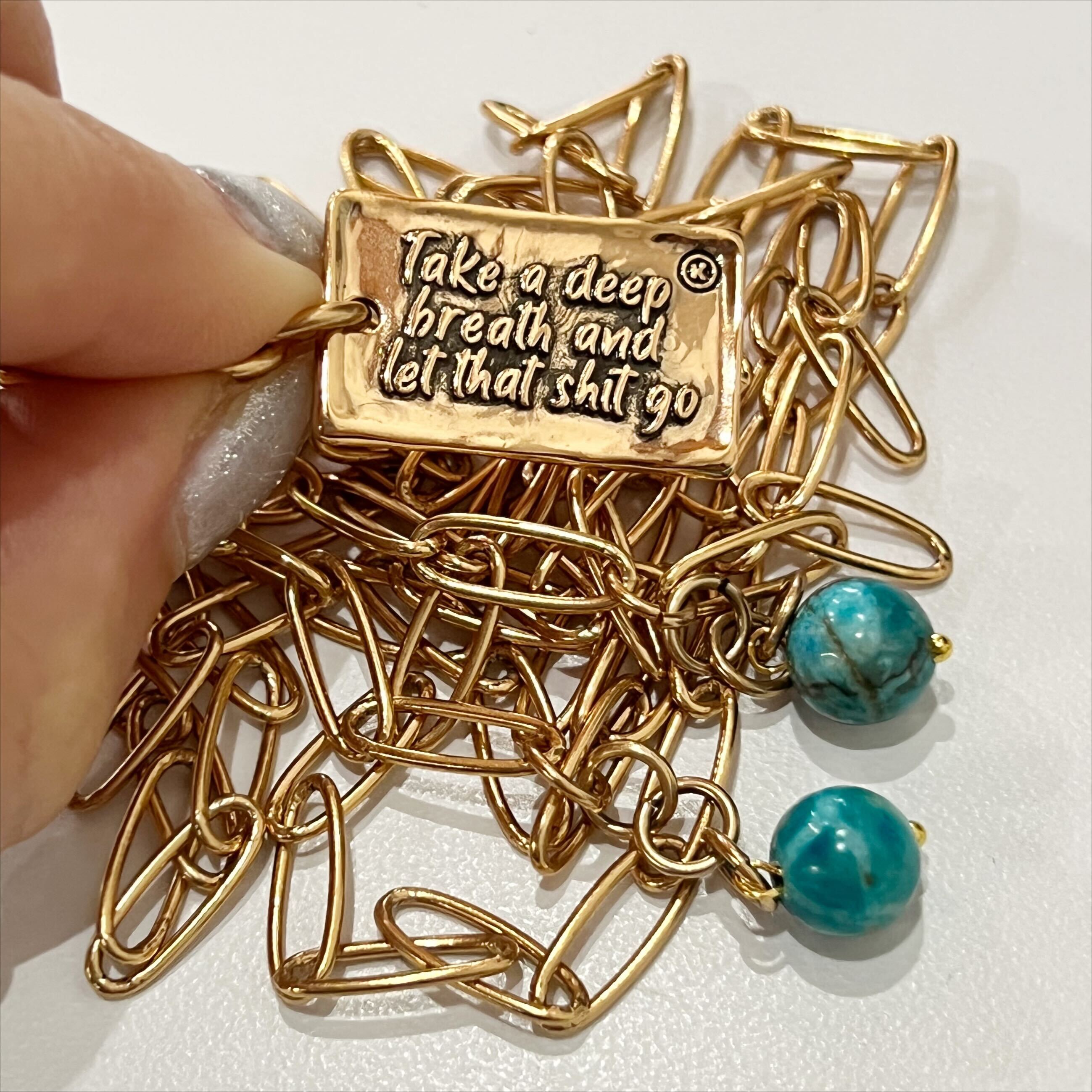 Take A Deep Breath And Let That Shit Go Heart Klink Necklace Katia Designs