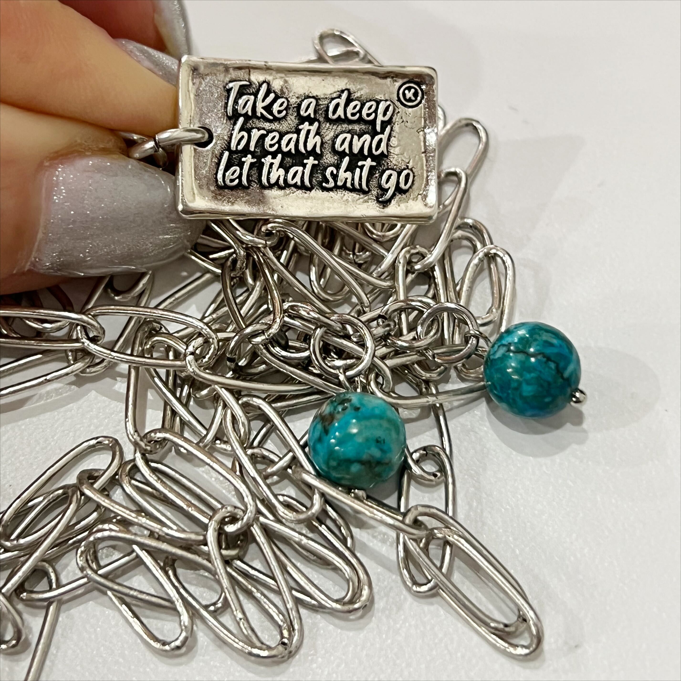 Take A Deep Breath And Let That Shit Go Heart Klink Necklace Katia Designs