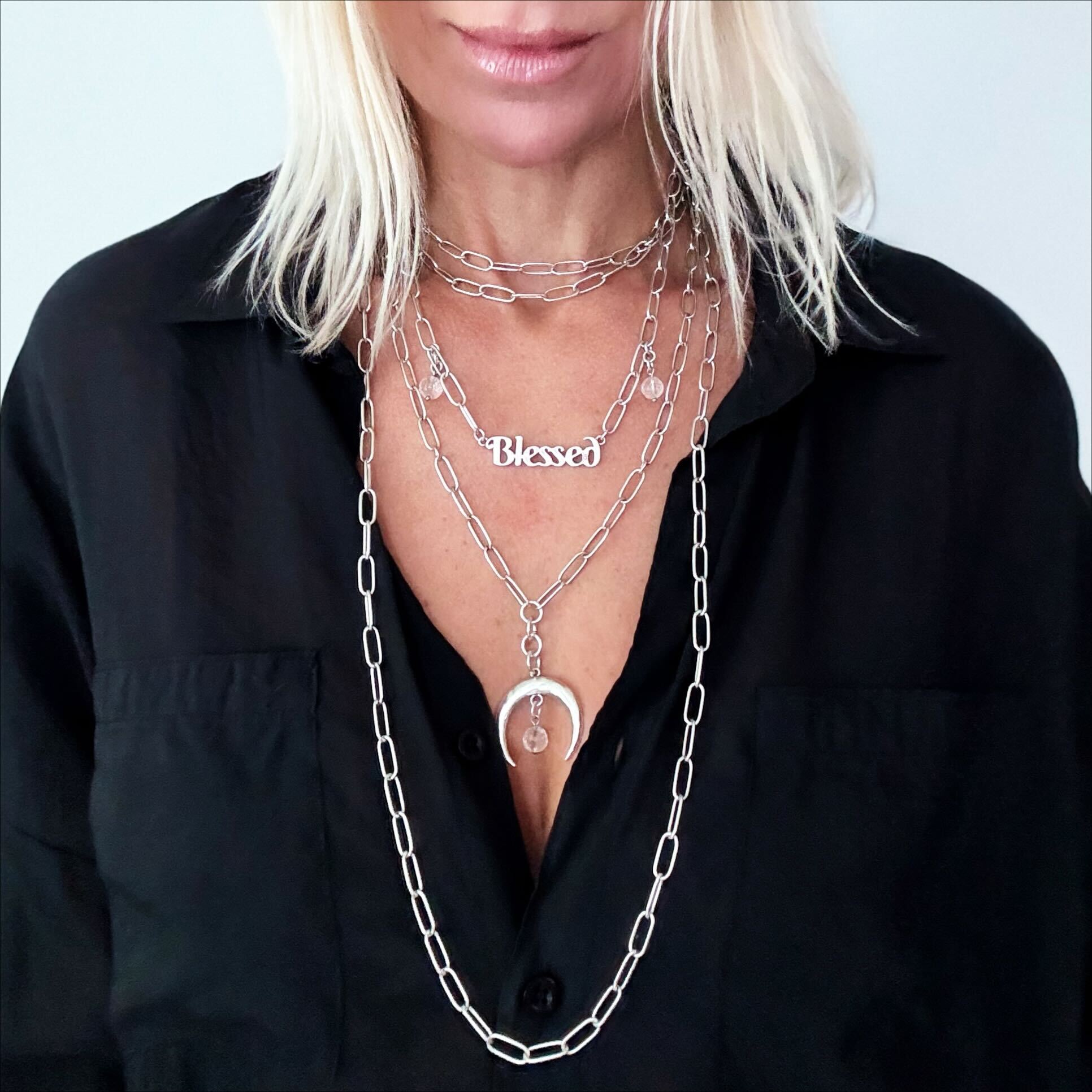 Grateful Crescent Moon Klink Necklace Katia Designs