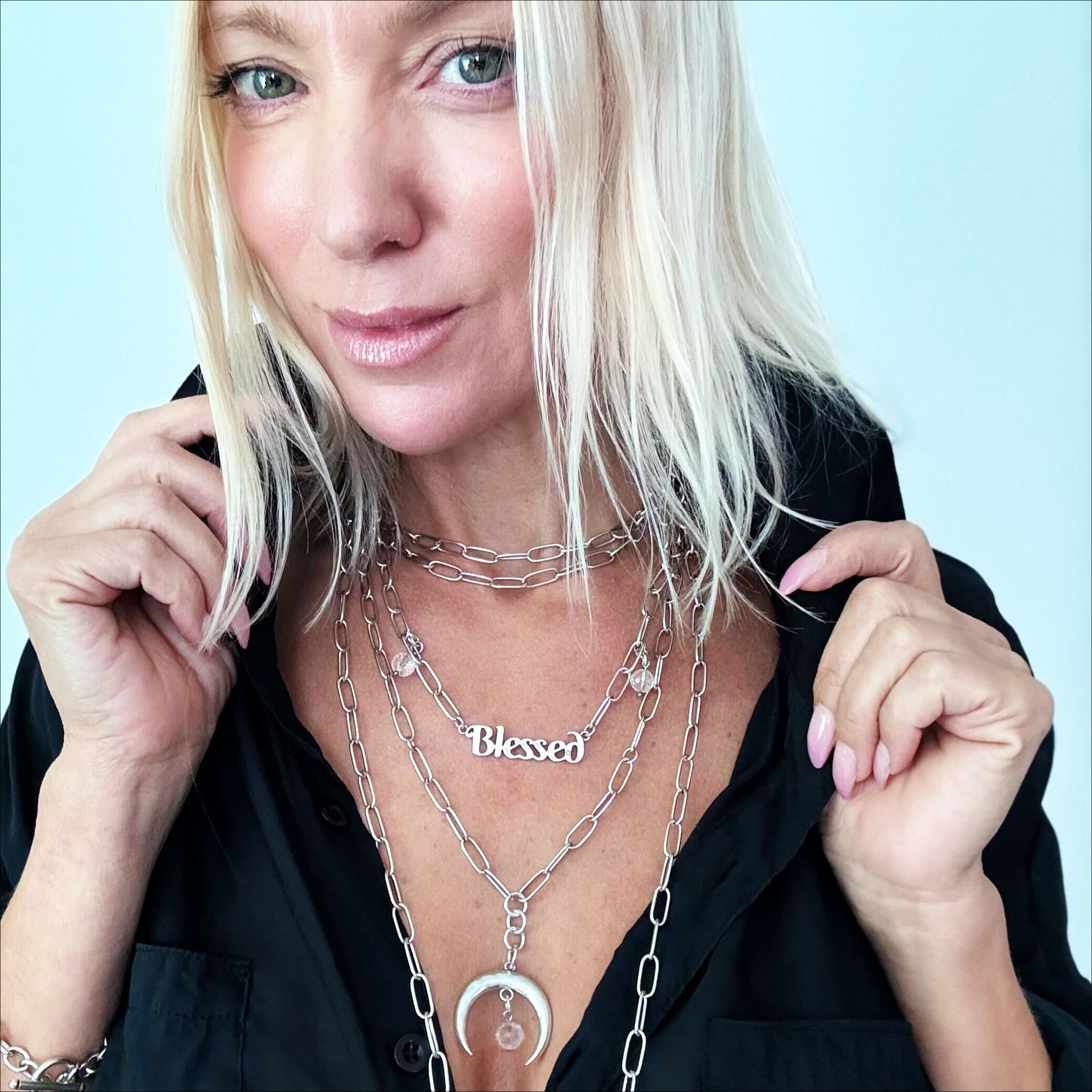 Grateful Crescent Moon Klink Necklace Katia Designs