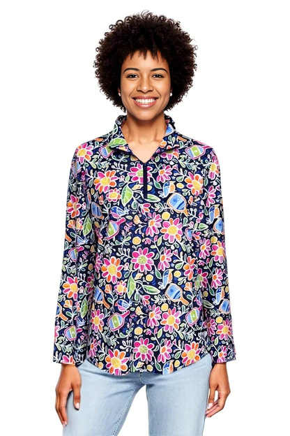 Anna Maria Pullover Quarter Zip Pickle Me Pink Navy