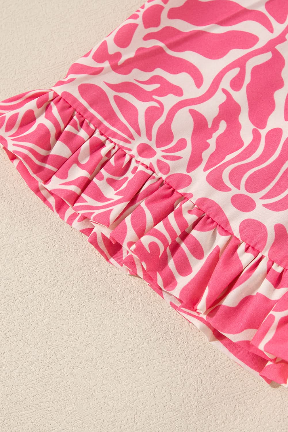 Pink Plus Size Floral Print Frilled Neck Puff Sleeve Top - Love Salve 