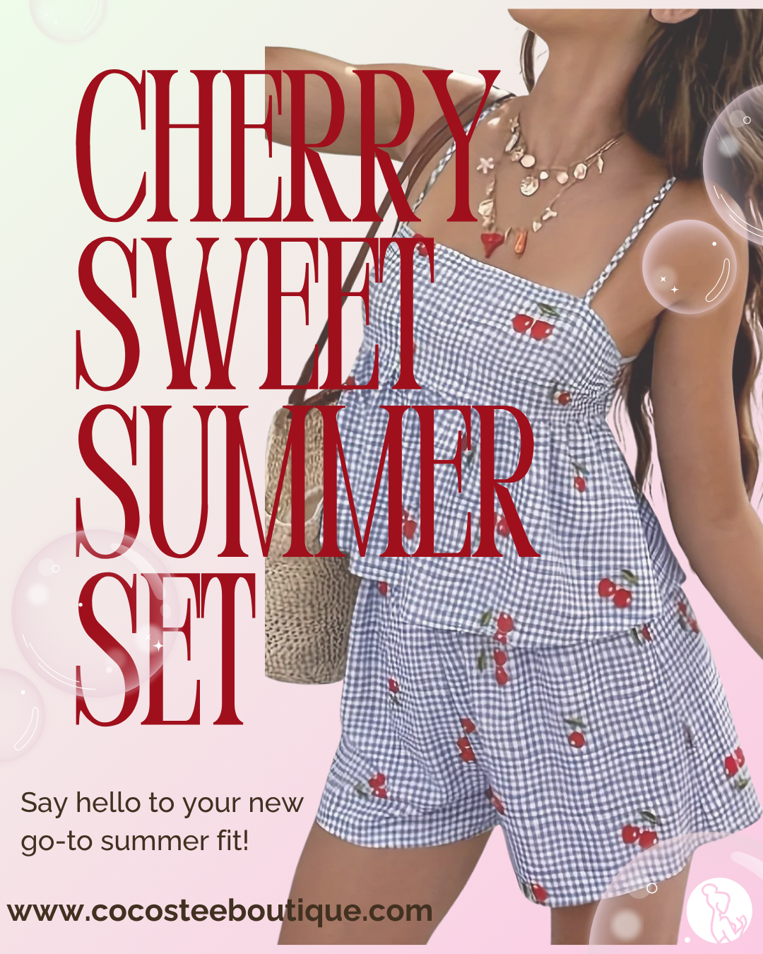 Cherry Sweet Summer Set – Gingham Cami & Shorts Two-Piece Coco’s Tee Boutique