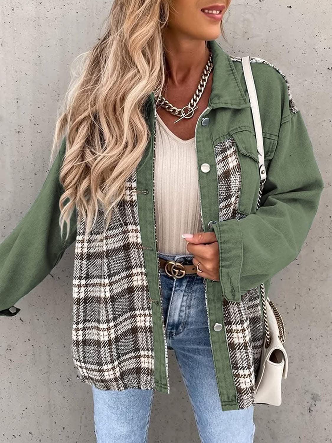 Plaid Oversized Cotton Jacket - Love Salve 